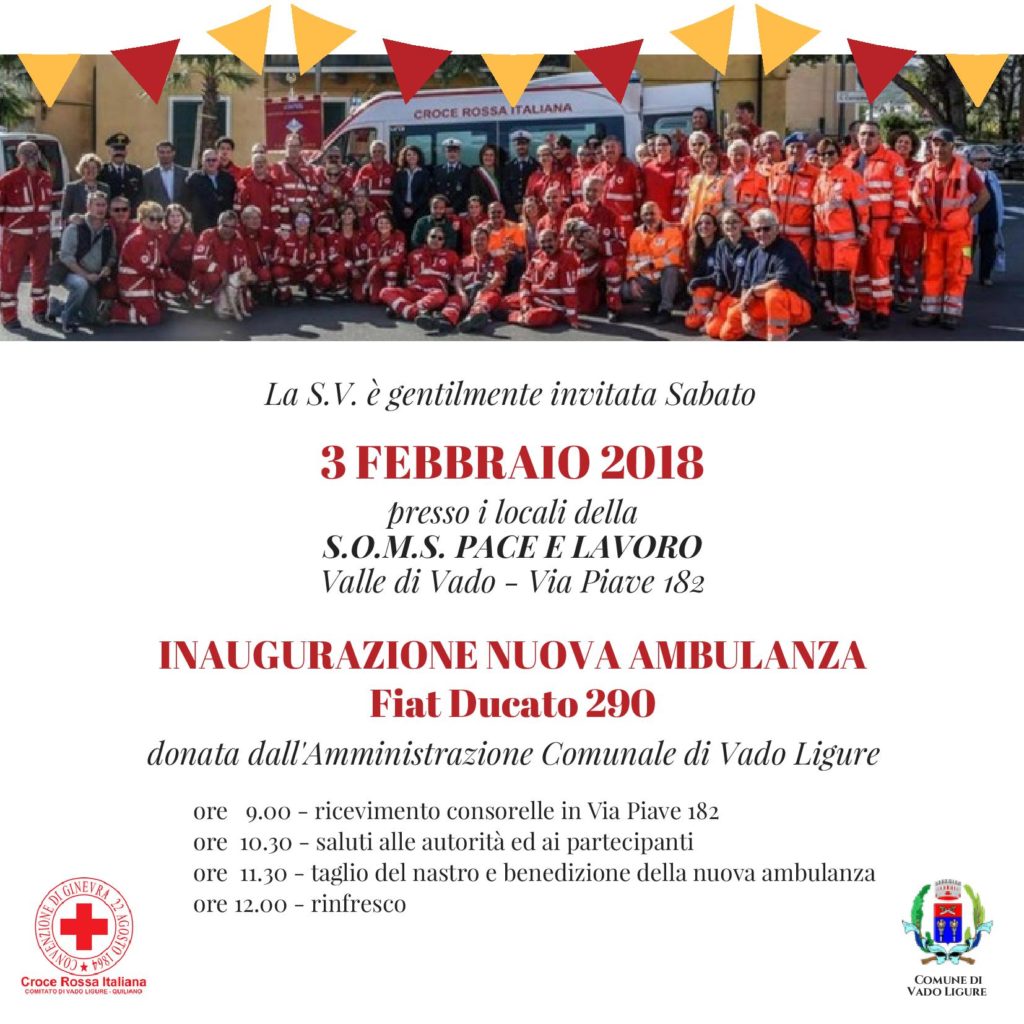 invito ambulanza Comune di Vado Ligure